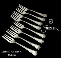 8 fourchettes à dessert Jezler 800Silb Louis XIV Muschel