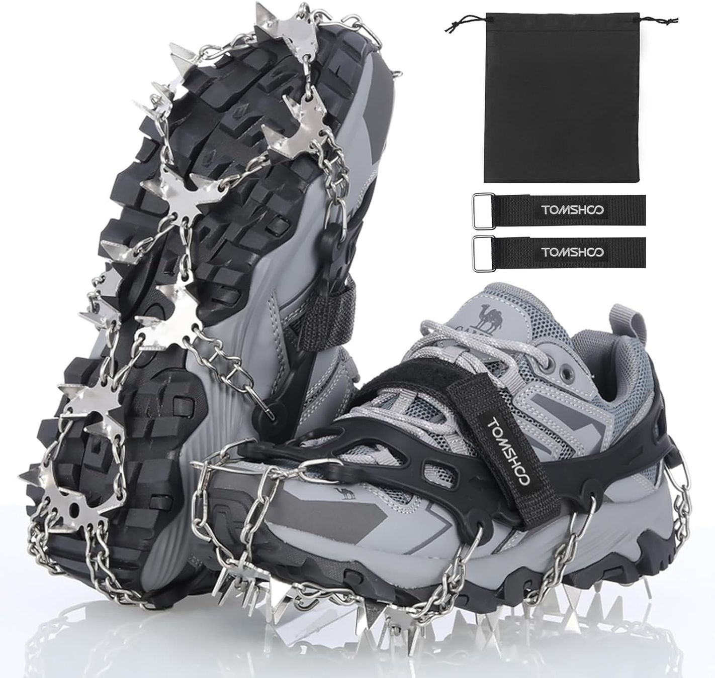 Sonstiges zum Bergsteigen & Wandern: 32 Steigeisen Anti-Skid Eis aus Edelstahl Gr.L – Neu und originalverpackt aus Châtelaine von topshop.switzerland