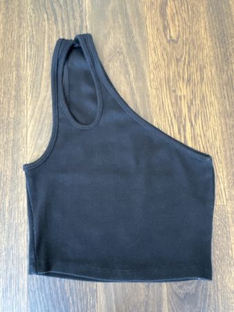 ZARA Schwarz Asymmetrisches Crop Top Gr.S