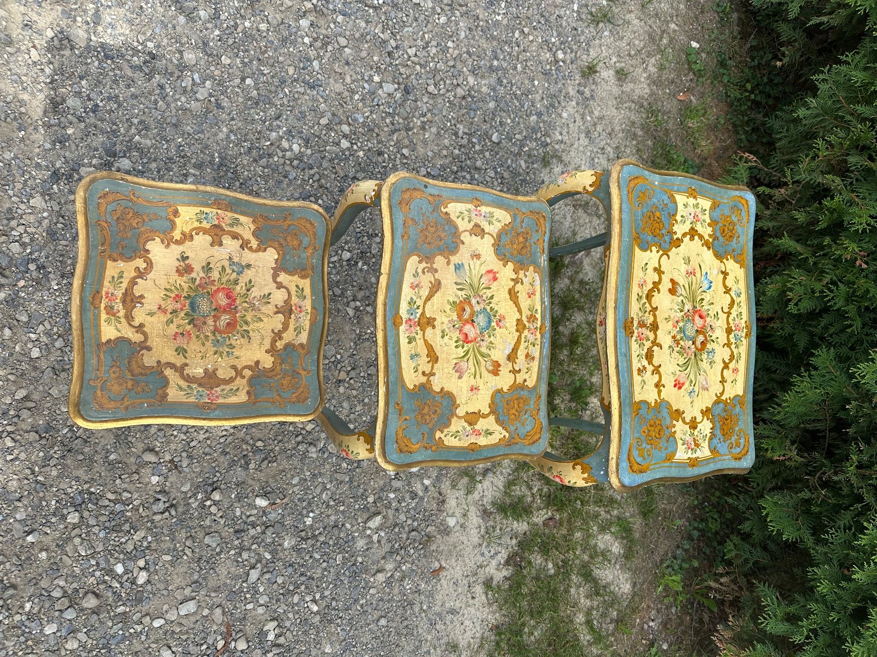 Set di tavolo e panche: 3-teiliges Florentiner Satztisch Set – Usato da Winkel venduto da inf_dv7n