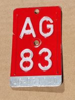 Gebogene SCHÖNE Velonummer AG 83 🚲 rot-weiß; Aargau CH 🚲