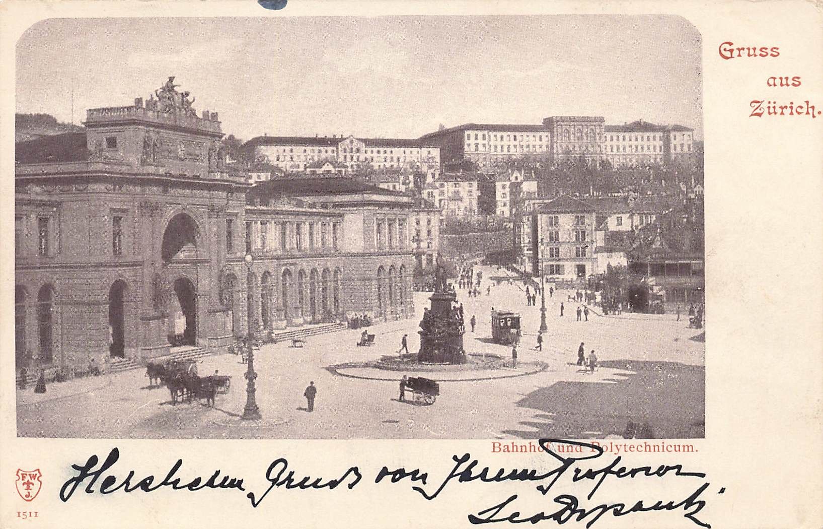 Cartoline postali: Zürich (ZH) Bahnhof und Polytechnikum – Usato da Biasca venduto da Blenio71