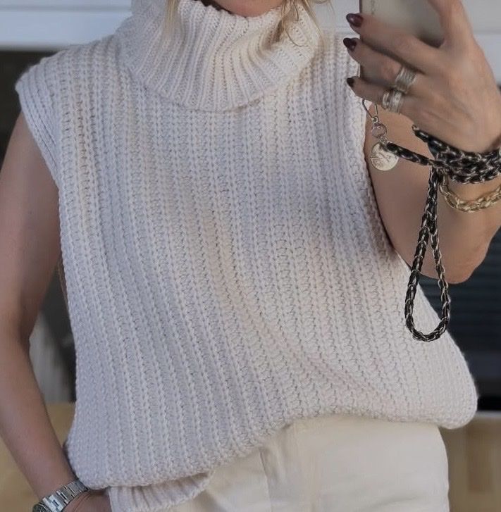 H&M Pullover & Sweatshirts: Cremeweisser Grobstrick-Pullunder mit Rollkragen, Größe S – Gebraucht aus Zürich von zor_9n5z 1
