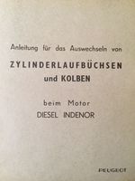 PEUGEOT 404 Indenor Diesel 1962 Zylinderlaufbüchsen Handbuch