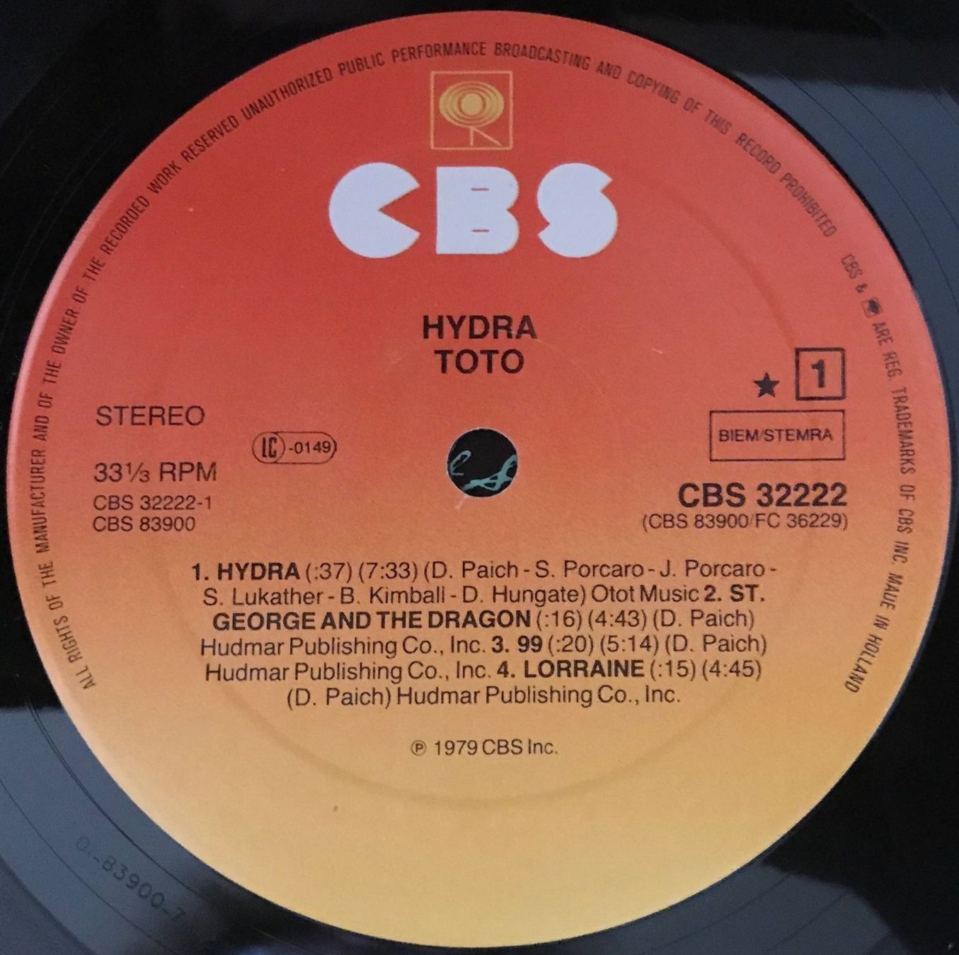 Vinyles: TOTO - HYDRA - 33 Tours – D'occasion à Bussigny par vinyl-pas-cher 2