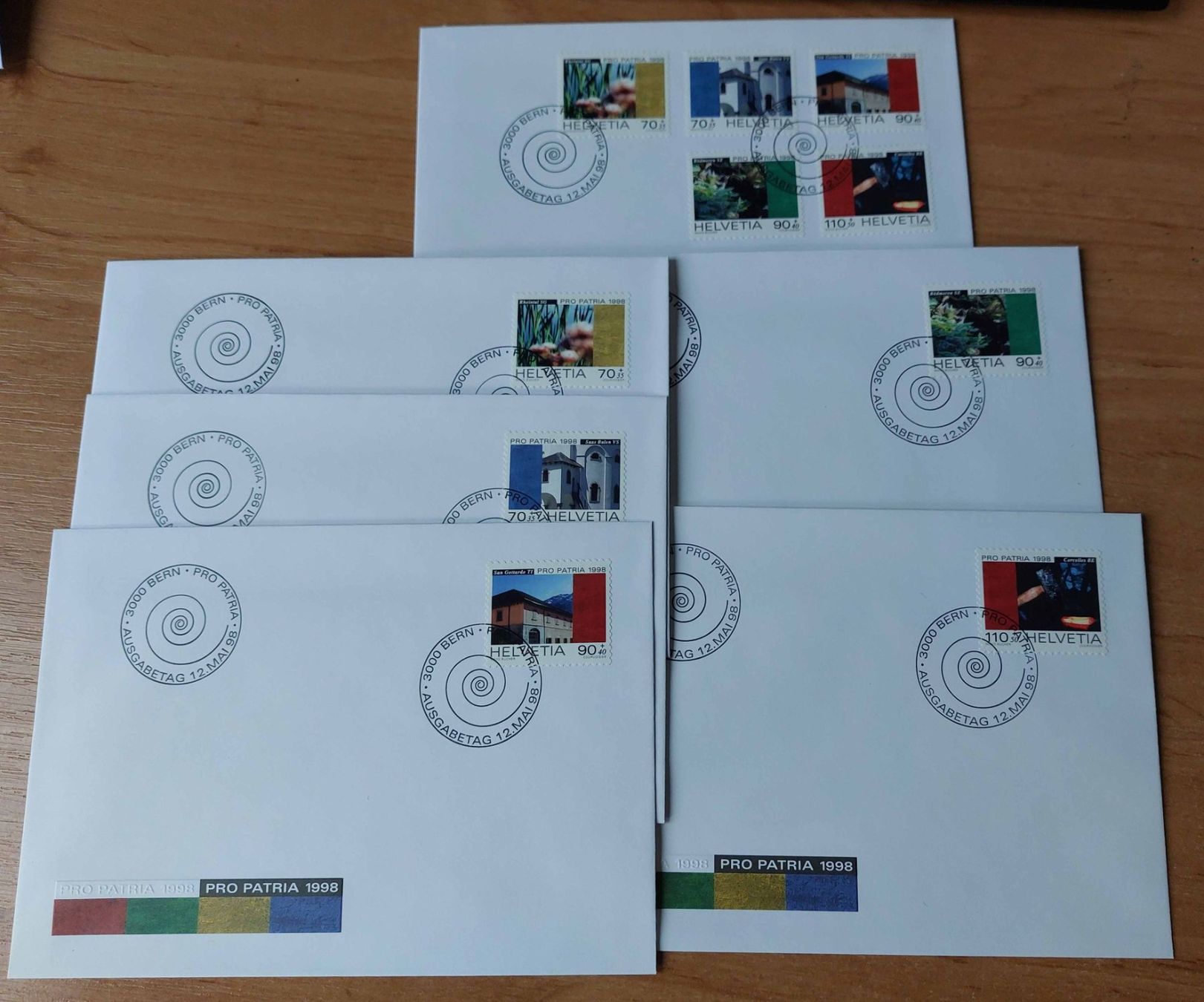 Tutti i francobolli: FP1998 - 5 FDC Pro Patria 1998 – Usato da Trélex venduto da Phil_Albert