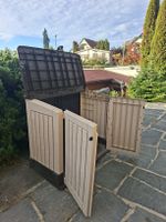 Gartenbox aus Kunststoff beige braun gebrauchter Zustand