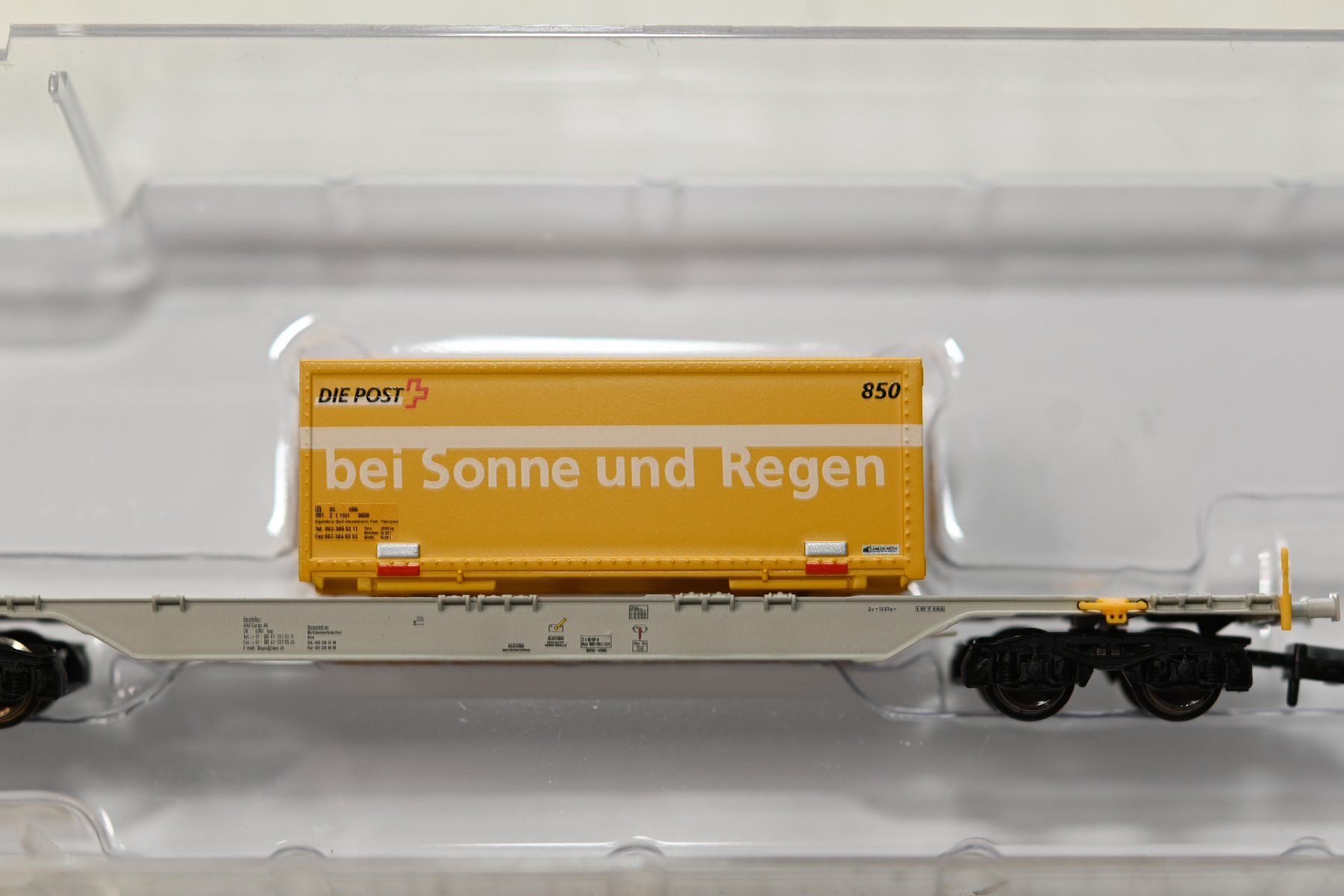 Fleischmann Modellini di ferrovie: Containerwagen  Post Fleischmann Spur N mit OVP – Usato da Laupen ZH venduto da Zmoewe 3