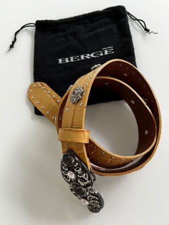 Edler Ledergürtel von Bergé beige/hellbraun wie neu