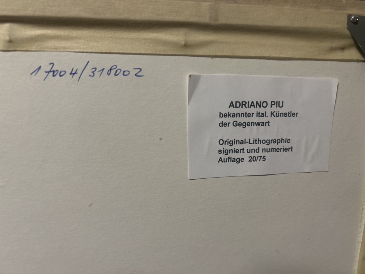 Grafica & Litografie: Adriano Piu Lithographie, handsigniert, gerahmt – Usato da Glarus venduto da KunstWerkEr-LS87 5