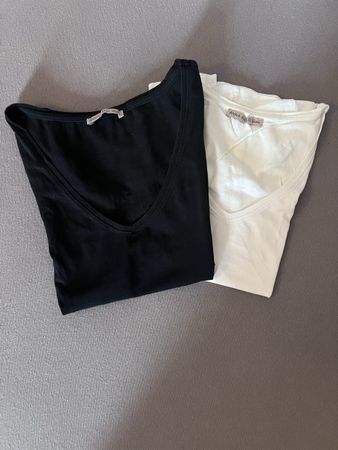 Anna Field Basic Shirts, Schwarz und Weiss, Grösse S