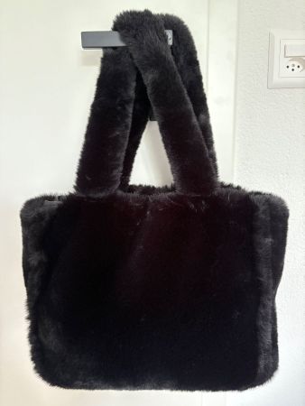 Tasche mit Kunstfell (Polyester) schwarz