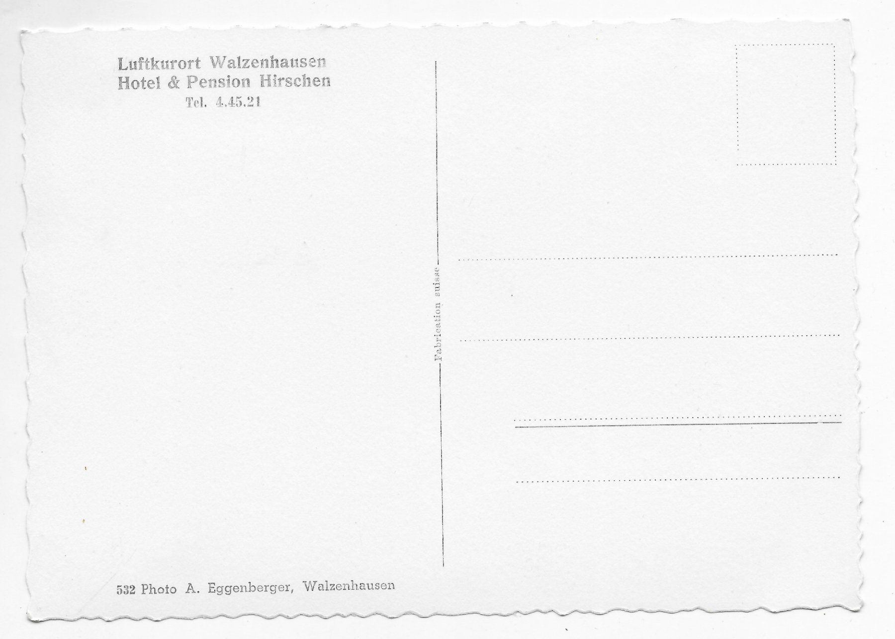 Cartoline postali: Walzenhausen, Hotel Hirschen – Usato da Hefenhofen venduto da Richsalz 1