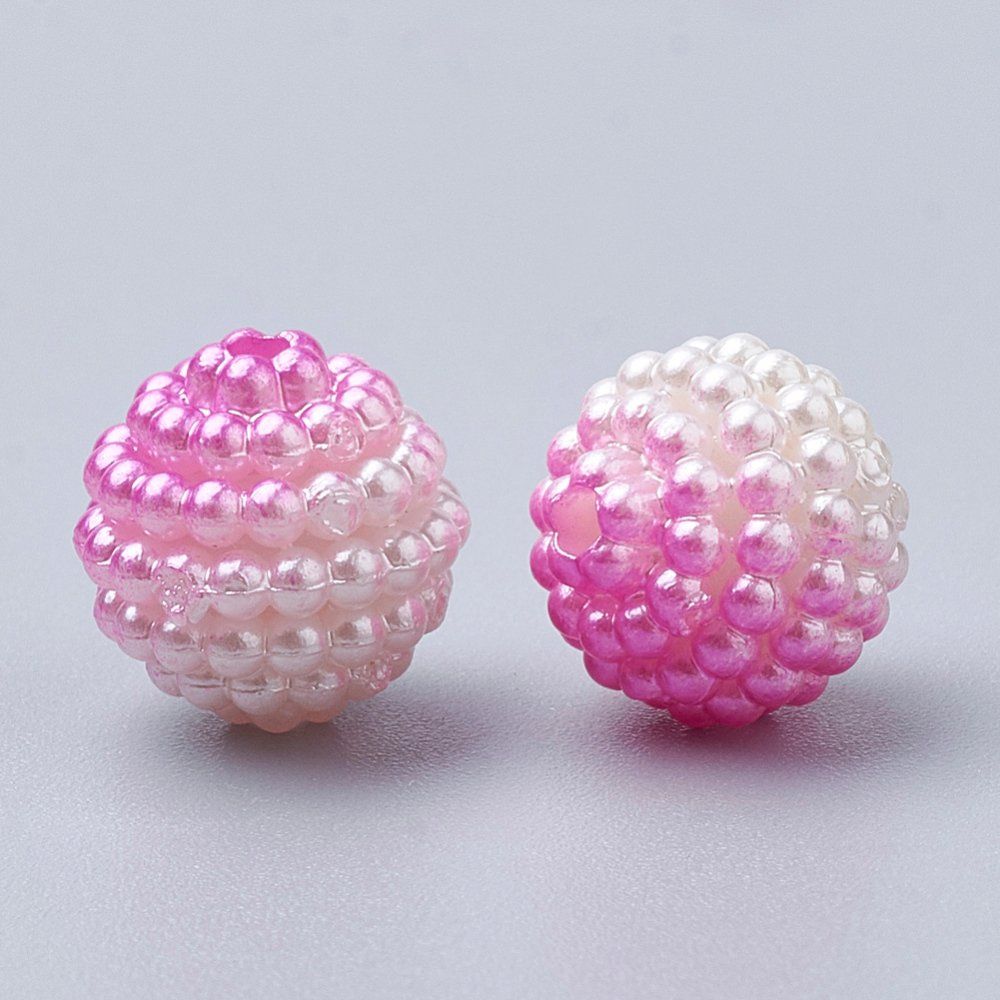 Perle (finte): Acrylperlen Beere Pink gemustert 10mm / 10St. – Nuovo (secondo la descrizione) da Rüegsau venduto da Tausendfreund 1