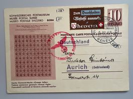 1942 Karte Schweizerische Postmuseum Zesur nach Deutschland