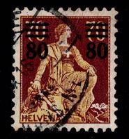 Helvetia mit Schwert Aufbrauchsausgabe SBK Nr.135 gestempelt