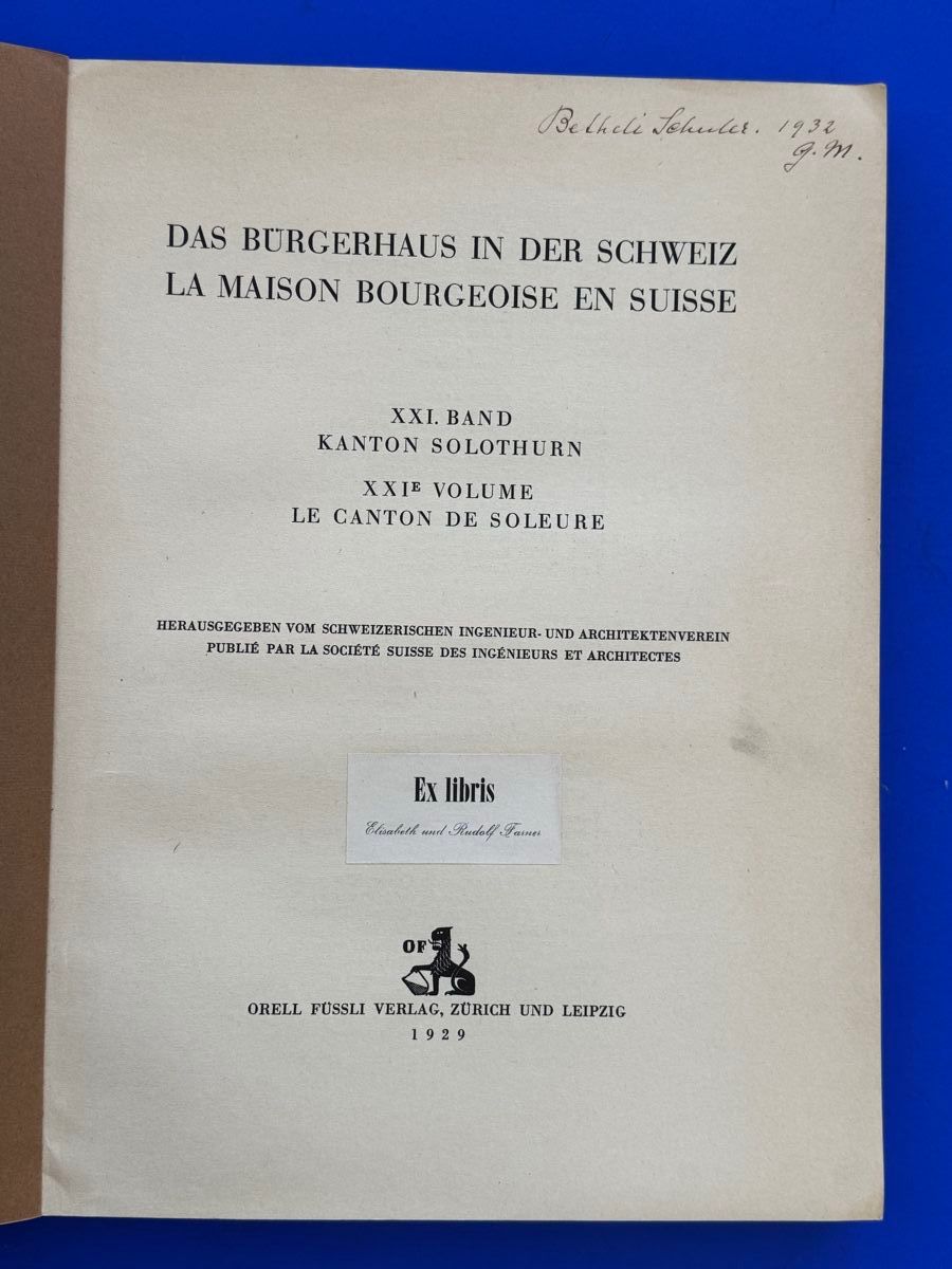 Libri: Das Bürgerhaus im Kanton Solothurn – Usato da Adliswil venduto da buch_und_kunst 1