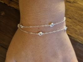 Zarte 925Silber Arm/Halskette mit Zirkonia - Neuwertig!