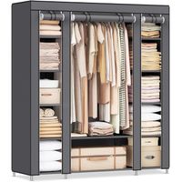 Stoffschrank mit Kleiderstange, Kleiderschrank grau
