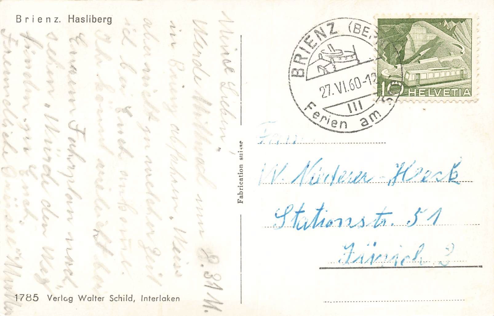Cartoline postali: Brienz Hasliberg – Usato da Biasca venduto da Blenio71 1