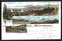 Litho Walzenhausen, Ortsansicht mit Alpe