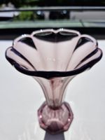 Glas Vase alt rosa Jugendstil floraler Fuss 60er