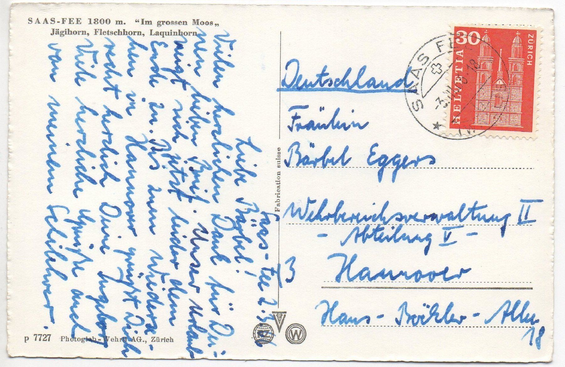 Cartes postales: SAAS-FEE – D'occasion à Jona par philajona 1