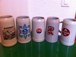 5 Bierhumpen 1 Liter (Maaskrüge)