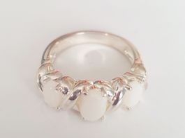 Weisser Opal Ring, 925 Silber, Gr. 17.2 mm