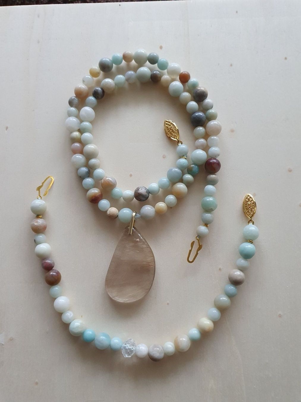 Catenine: Set Amazonite mit Goldener Rutilquarz – Nuovo (secondo la descrizione) da Benglen venduto da Meercat3