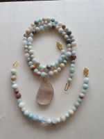 Set Amazonite mit Goldener Rutilquarz