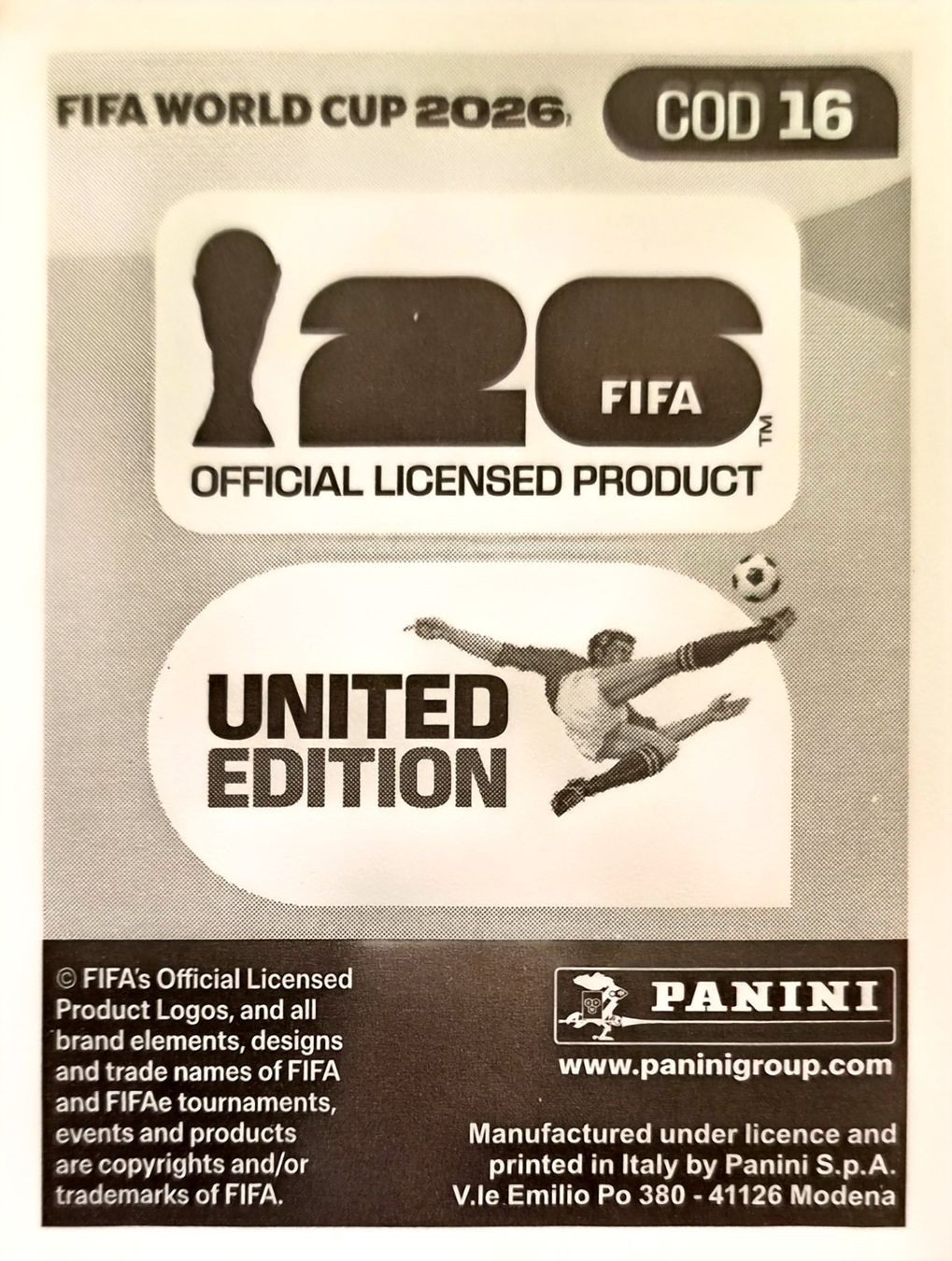 Panini Sammelbilder & Trading cards: Carte FIFA World Cup 2026 COD 16 – Gebraucht aus Clarens von rim_g98y 1