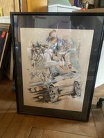 Gerahmtes Bild Rennfahrer mit Auto im Stil von R. W. Scholl