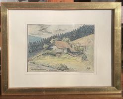 Henri Ott Aquarell Schwarzwaldhaus Rippoldsau