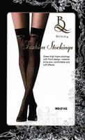 Fashion Stocking, Stay-up, gemustert, schwarz