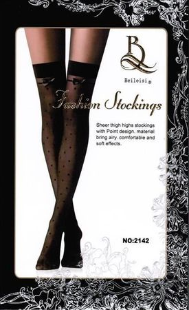 Fashion Stocking, Stay-up, gemustert, schwarz