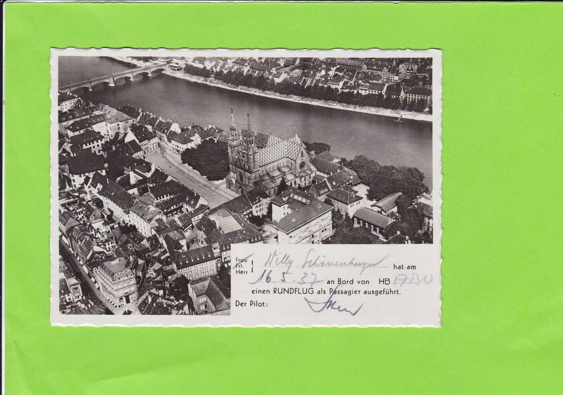 Cartes postales: Basel-Passagierkarte eines Rundflugs HB  – D'occasion à St. Peterzell par neckertal
