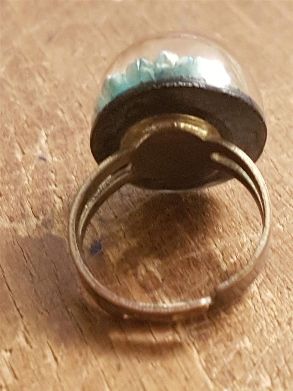 Anelli: Ring Halbkugel mit eingegossener Stroh Blume, verstellb blau – Usato da Ettingen venduto da Maranathatalitha 2