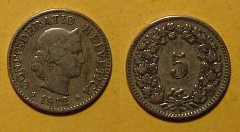 Tutti le monete: Schweiz, 5 Rappen 1912 – Usato da Allschwil venduto da Coinfreak