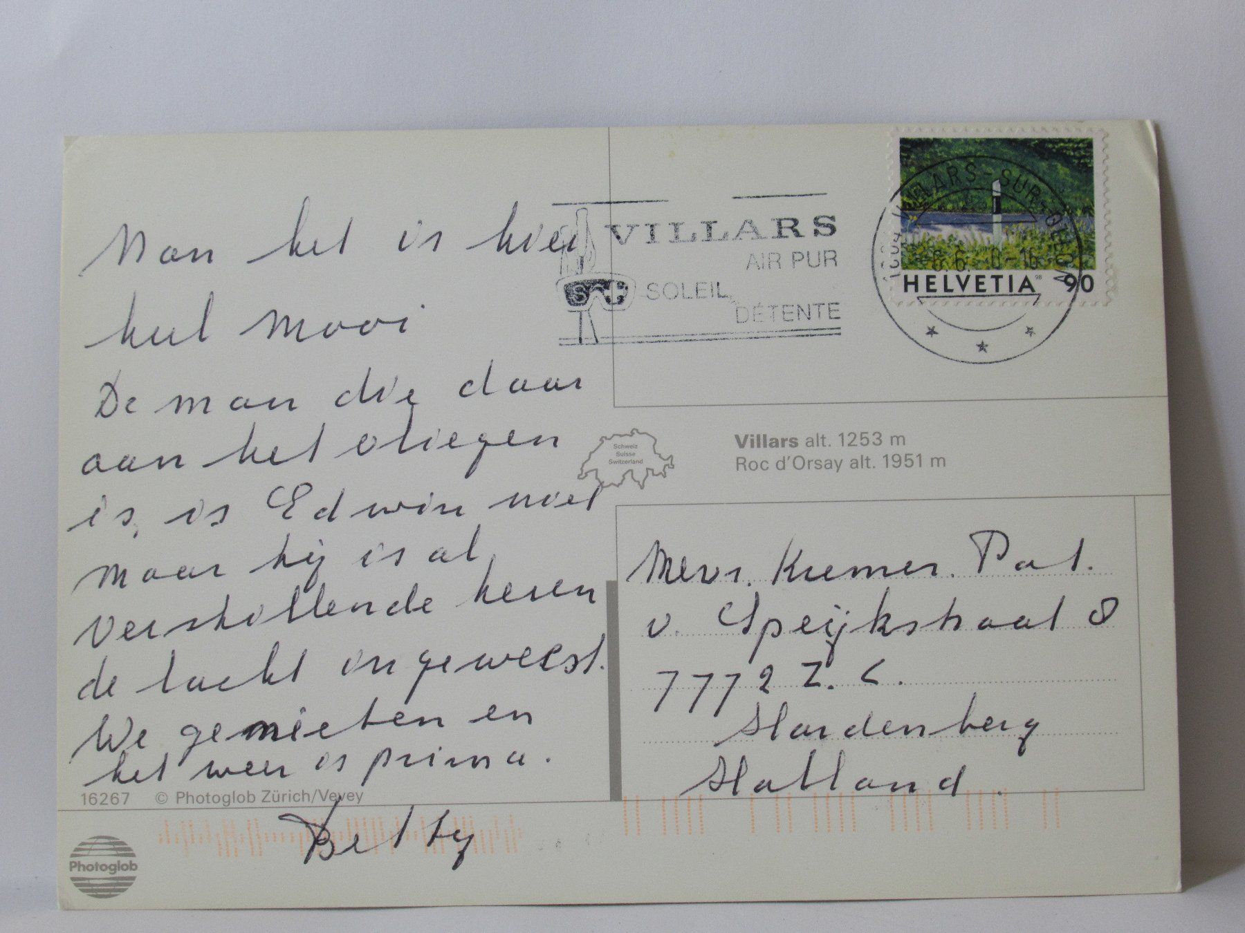 Ansichtskarten: Villars , Hotel  ELITE , Bergrestaurant – Gebraucht aus Grenchen von Bluemchen1900 1