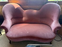 Ensemble meuble ancien velours rose fauteuils et canap