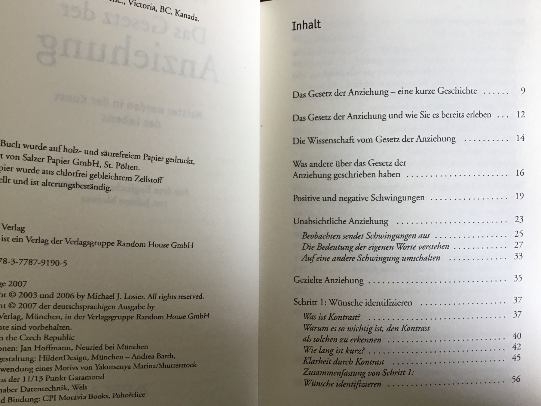 Libri: Das Gesetz der Anziehung     Michael J.Losier – Usato da Kirchenthurnen venduto da Gluecksbrief 1
