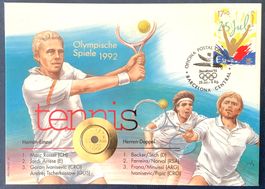1992 - Münzbrief Tennis - Olympische Spiele Barcelona ´ 92