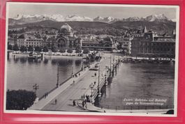 LUZERN, SEEBRÜCKE UND BAHNHOF, UNTERWALDNER BERGE, 6.9.1934