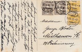 1908 seltene MiF, Postkarte von Zürich. Tellknabe/Ziffer