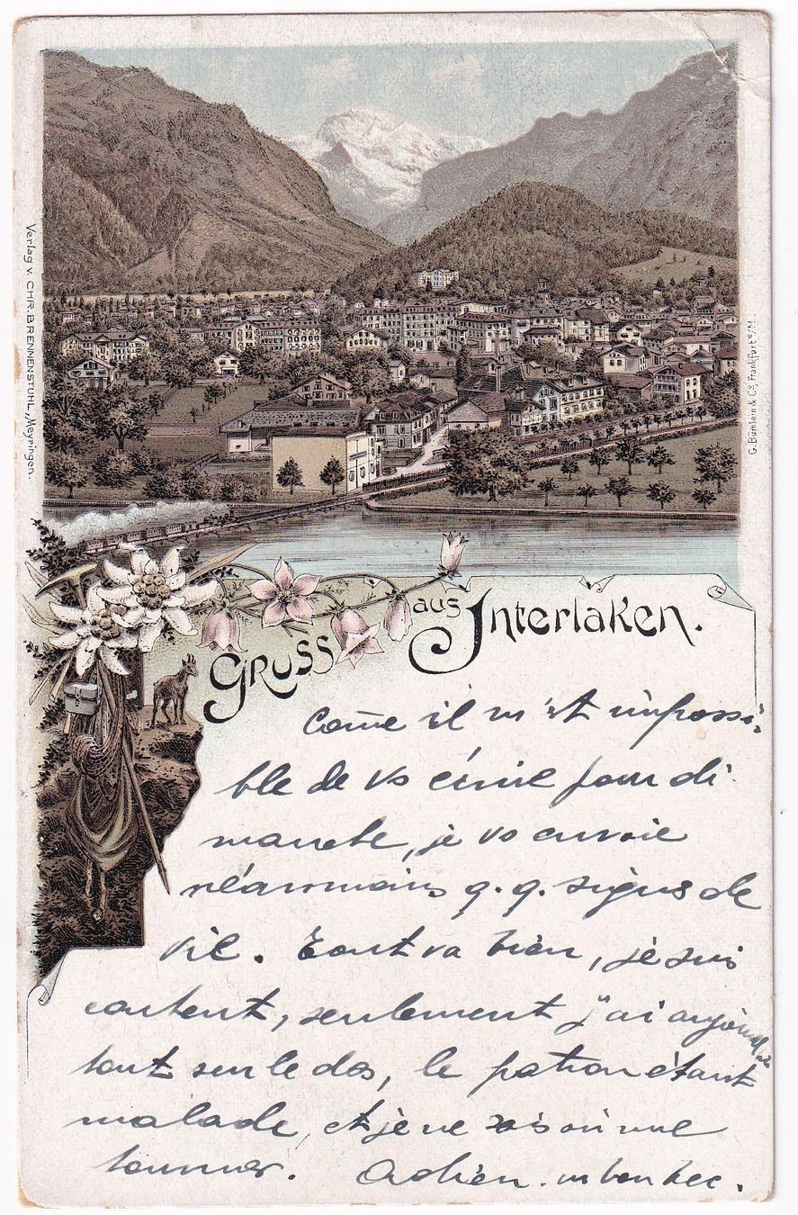 Cartoline postali: Gruss aus Interlaken 1900 – Usato da Cormoret venduto da Pascalll2001