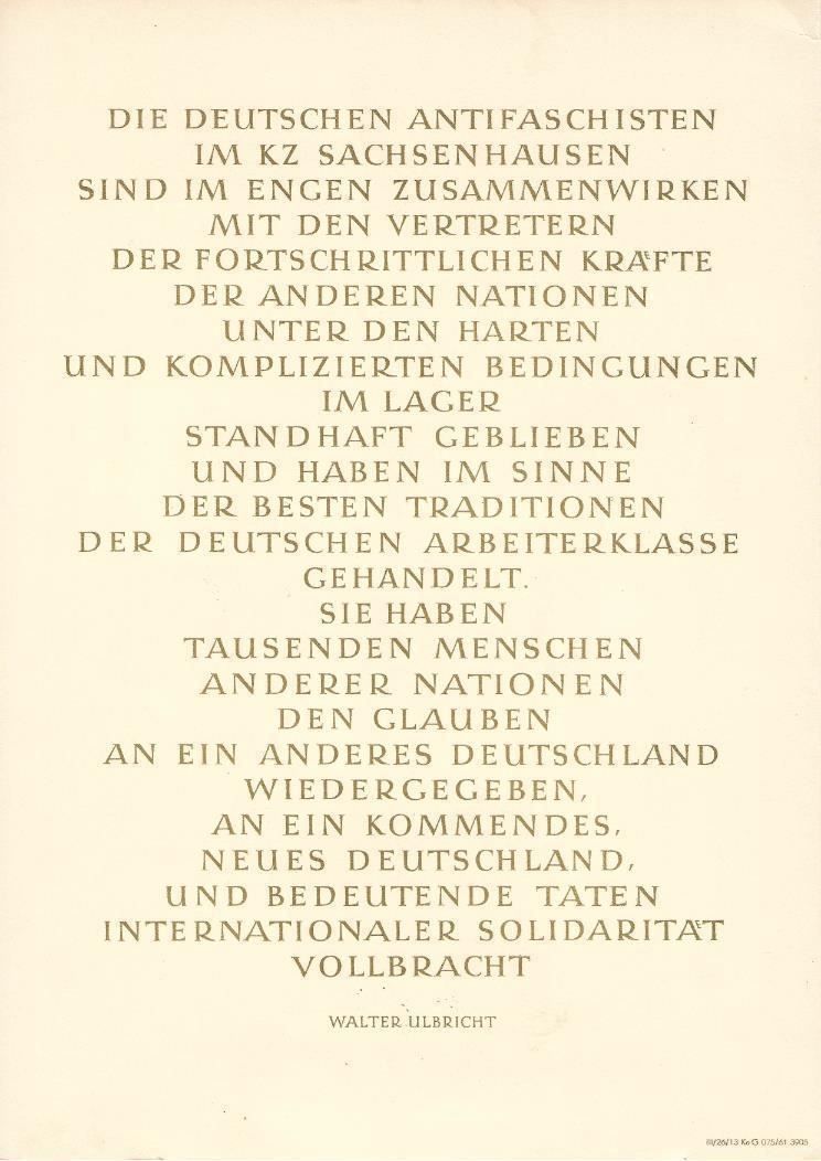 Alle Briefmarken: DDR 1960 Gedenkstätte Sachsenhause Mappe – Gebraucht aus Wil SG von fva01 3