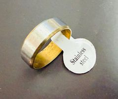 Edelstahlring, Gold/Silber Design - Grösse 20