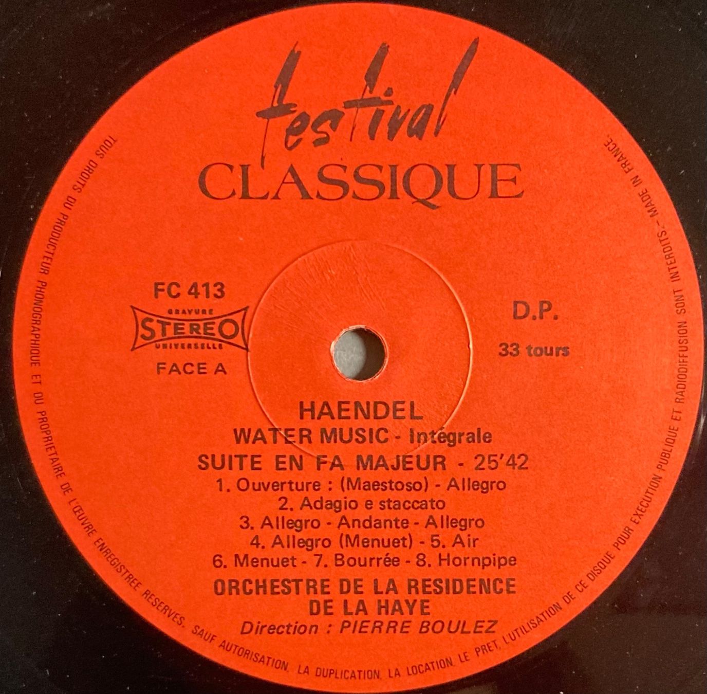 Dischi in vinile: HAENDEL..... - WATER MUSIC – Usato da Poliez-Pittet venduto da Newtown-Records 2