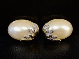 Vintage Ohrclips Clips Ohrschmuck Strass Perle 80er 90er
